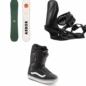 Arbor Element Decon Snowboard + Spruce Snowboard Bindings + Vans Aura OG Snowboard Boots 2025