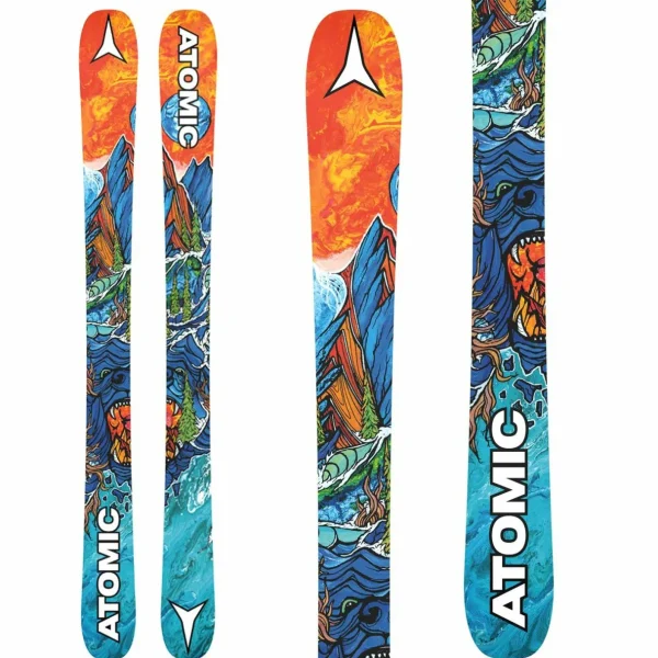 Kids Atomic Bent Chetler Mini Skis + Colt 7 GW Ski Bindings + K2 Reverb Ski Boots + evo Lil Send'r Adjustable Ski Poles + evo Sessel Helmet + Goggle Combo - Kids'