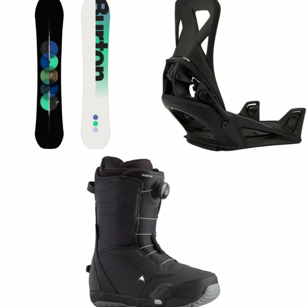 Burton Custom Snowboard + Step On Snowboard Bindings + Ruler Step On Snowboard Boots 2025