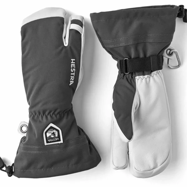 Women Hestra Army Leather Heli Ski 3-Finger Mittens