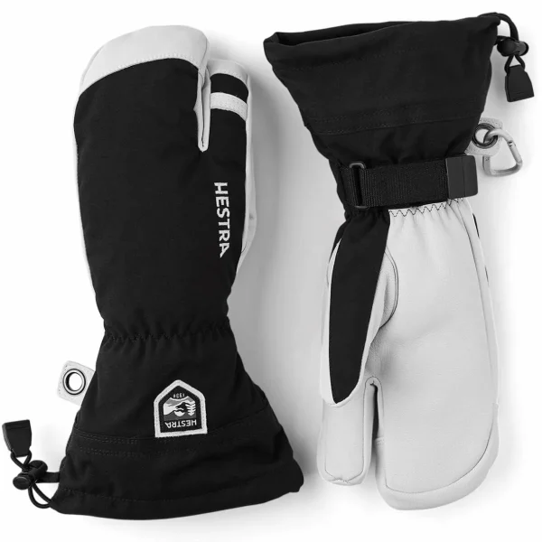 Women Hestra Army Leather Heli Ski 3-Finger Mittens