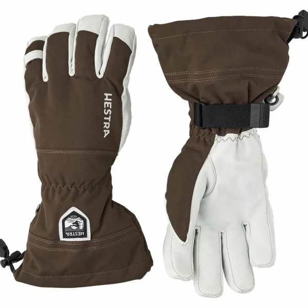 Women Hestra Army Leather Heli Ski 5-Finger Gloves