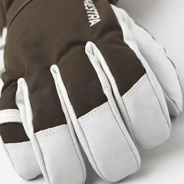 Women Hestra Army Leather Heli Ski 5-Finger Gloves