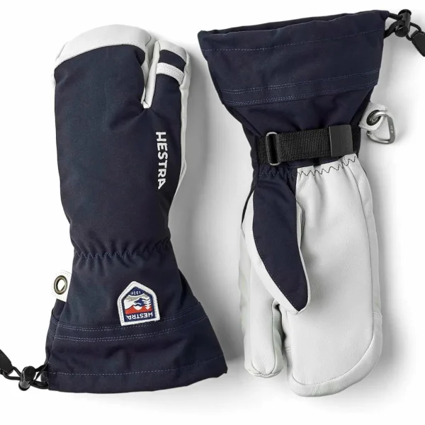 Women Hestra Army Leather Heli Ski 3-Finger Mittens