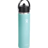Women Hydro Flask 24oz Wide Mouth Flex Straw Cap Water Bottle