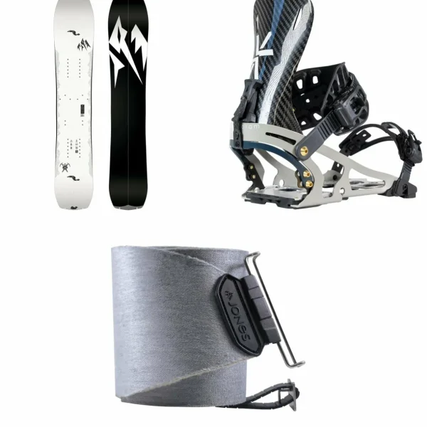 Jones Ultralight Solution Splitboard + Karakoram X-Carbon + Split Interface Splitboard Bindings + Nomad Pro Universal Tail Clip Splitboard Skins 2025
