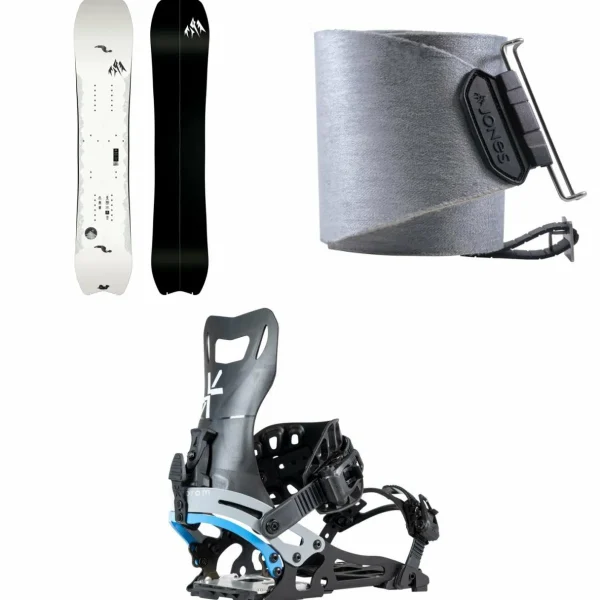 Jones Ultralight Stratos Splitboard + Nomad Pro Quick Tension Tail Clip Splitboard Skins + Karakoram Nomad + Split Interface Splitboard Bindings 2025
