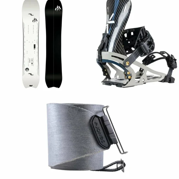 Jones Ultralight Stratos Splitboard + Karakoram X-Carbon + Split Interface Splitboard Bindings + Nomad Pro Universal Tail Clip Splitboard Skins 2025