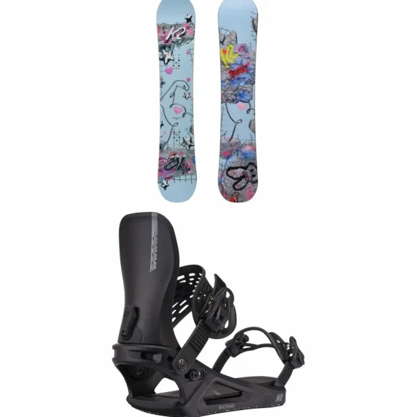 K2 Medium Snowboard + Bond Snowboard Bindings 2025
