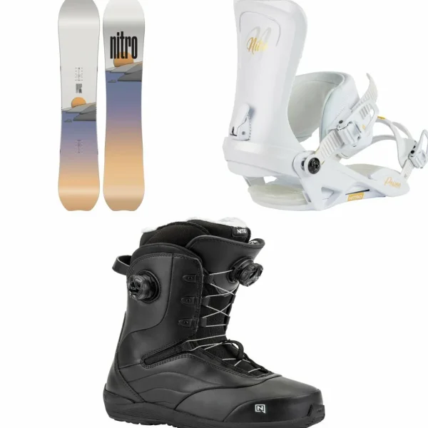Nitro Drop Snowboard + Poison Snowboard Bindings + Crown Boa Snowboard Boots - Women's 2025