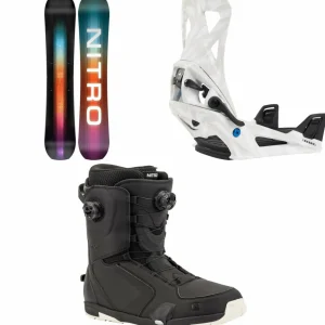 Nitro Team Snowboard + Burton Step On Snowboard Bindings + Darkseid Step On Boa Snowboard Boots 2025