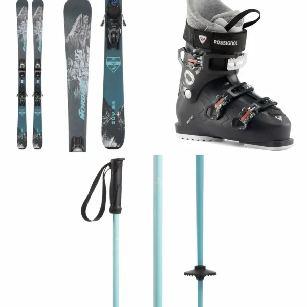 Nordica SUV 84 + TP2 Compact FDT Ski Bindings + Rossignol Kelia 50 Ski Boots - Women's + evo Merge Ski Poles 2024