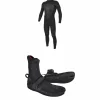 O'Neill 4.5/3.5 Mutant Legend Chest Zip Hooded Wetsuit + 3/2 Psycho Tech Split Toe Wetsuit Boots
