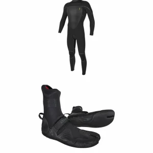 O'Neill 4.5/3.5 Mutant Legend Chest Zip Hooded Wetsuit + 3/2 Psycho Tech Split Toe Wetsuit Boots