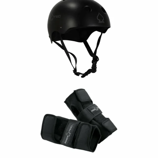 Pro-Tec Classic Skate Skateboard Helmet + Street Skateboard Wrist Pads