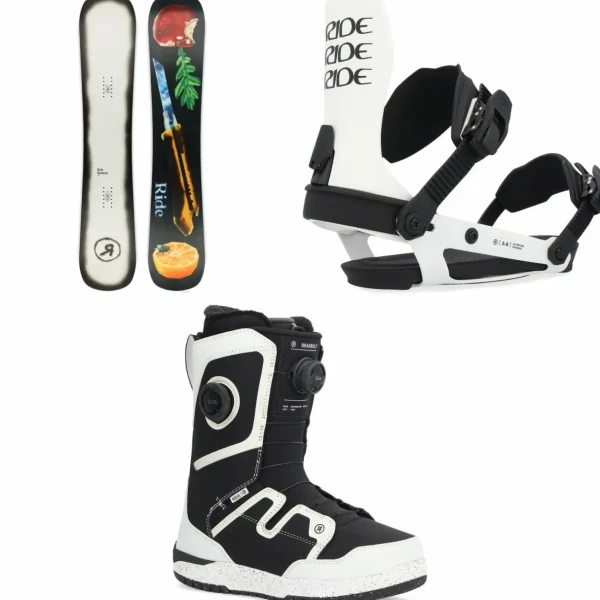 Ride Burnout Snowboard + A-6 Snowboard Bindings + Deadbolt Zonal Snowboard Boots 2025