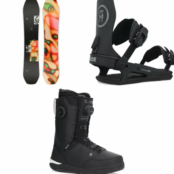 Ride Moderator Snowboard + C-6 Snowboard Bindings + Lasso Boa Snowboard Boots 2025