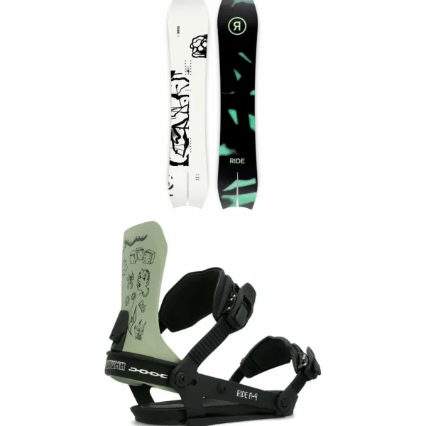 Ride MTNpig Snowboard + x Autumn A-9 Snowboard Bindings 2024