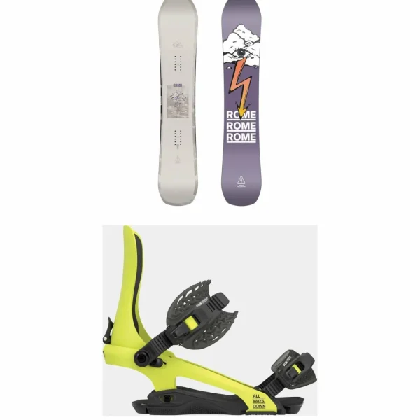 Rome Stale Crewzer Snowboard + 390 Boss Snowboard Bindings 2025