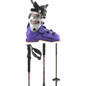 Salomon Shift Alpha BOA 130 Alpine Touring Ski Boots + QST Carbon S3 Ski Poles 2025