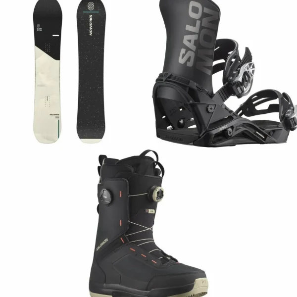 Salomon Super 8 Snowboard + District Snowboard Bindings + Echo Dual Boa Snowboard Boots 2025