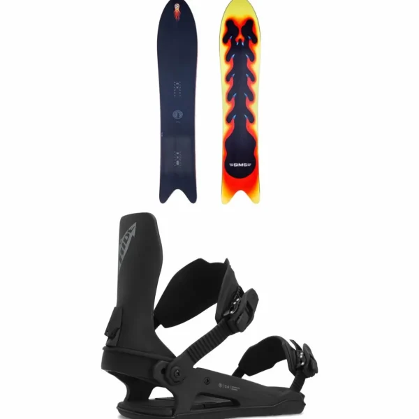Sims Solo Snowboard + Ride C-6 Snowboard Bindings 2024