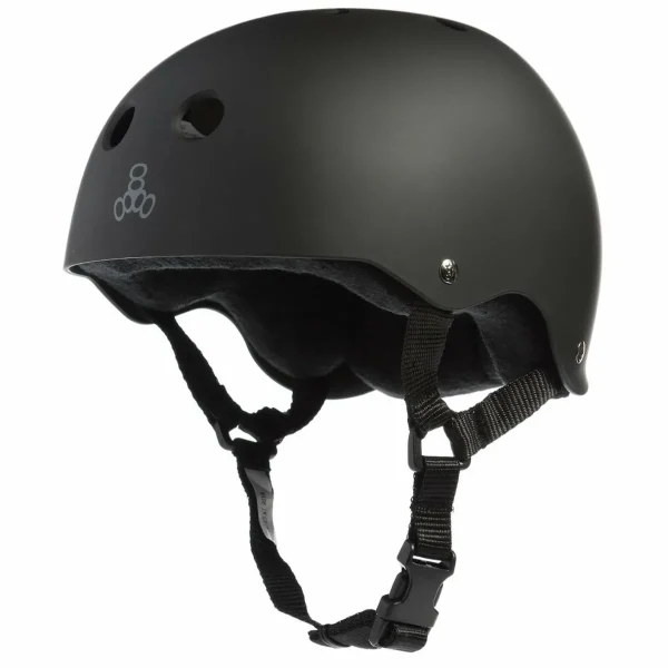 Triple 8 Sweatsaver w/ Liner Skateboard Helmet + Saver Series High Impact Adult Skateboard Pad Set