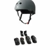 Triple 8 The Certified Sweatsaver Skateboard Helmet + Saver Series High Impact Adult Skateboard Pad Set