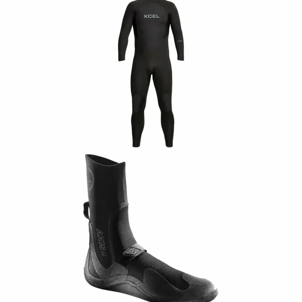 XCEL 4/3 Axis Back Zip Wetsuit + 3mm Axis Round Toe Wetsuit Boots