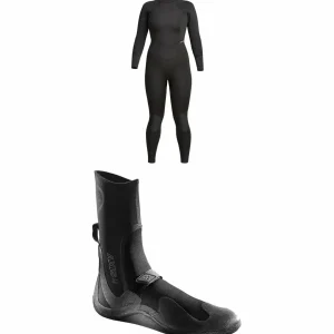 XCEL 4/3 Axis Back Zip Wetsuit - Women's + 3mm Axis Round Toe Wetsuit Boots