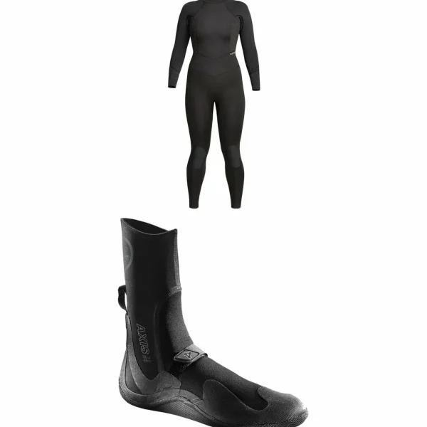 XCEL 4/3 Axis Back Zip Wetsuit - Women's + 3mm Axis Round Toe Wetsuit Boots