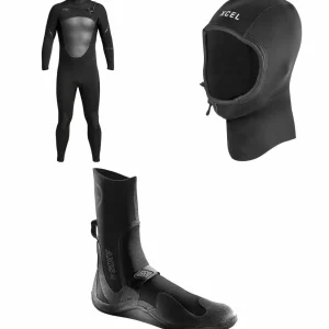 XCEL 4/3 Axis X Wetsuit + 2mm Axis Wetsuit Hood + 3mm Axis Round Toe Wetsuit Boots